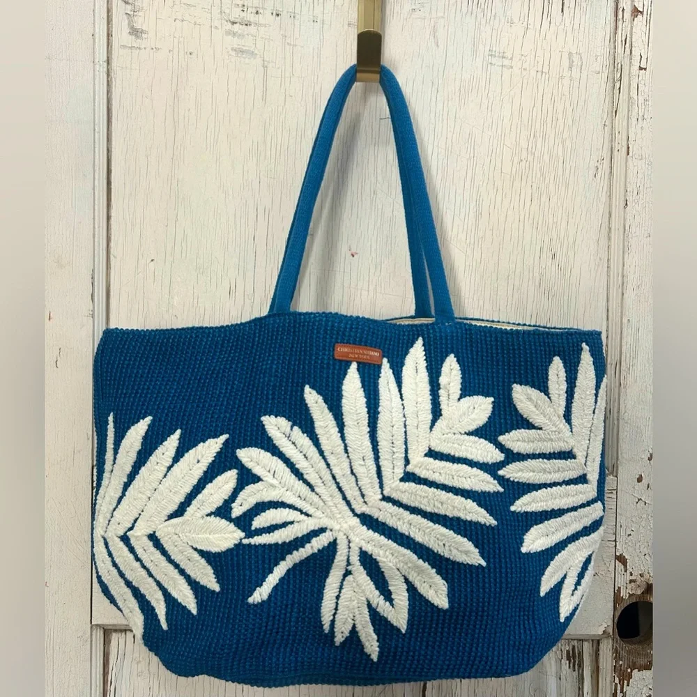 ☀️☀️Christian Siriano‎ Blue and White Tropical Tote-NWT☀️☀️